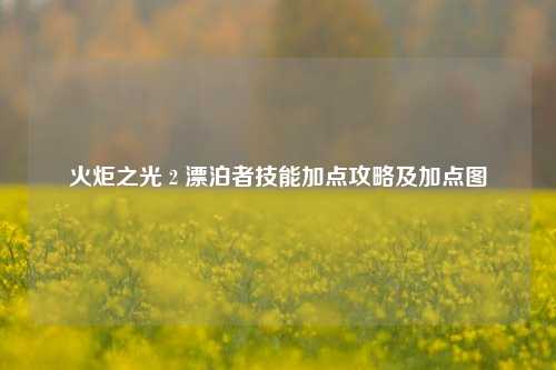 火炬之光 2 漂泊者技能加点攻略及加点图