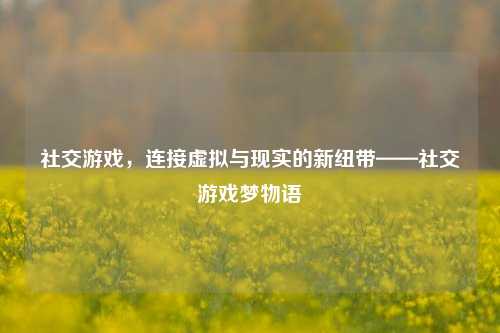 社交游戏，连接虚拟与现实的新纽带——社交游戏梦物语