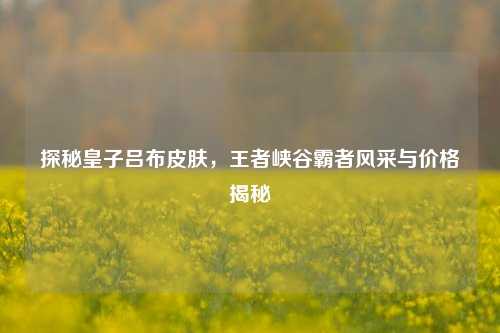 探秘皇子吕布皮肤，王者峡谷霸者风采与价格揭秘