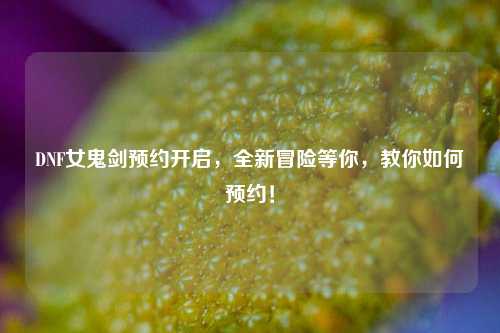 DNF女鬼剑预约开启,全新冒险等你,教你如何预约!
