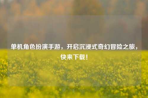 单机角色扮演手游,开启沉浸式奇幻冒险之旅,快来下载!
