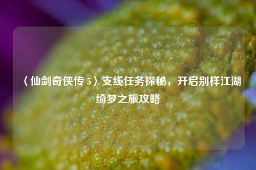 〈仙剑奇侠传 5〉支线任务探秘,开启别样江湖绮梦之旅攻略