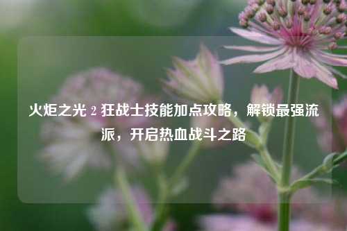 火炬之光 2 狂战士技能加点攻略，解锁最强流派，开启热血战斗之路