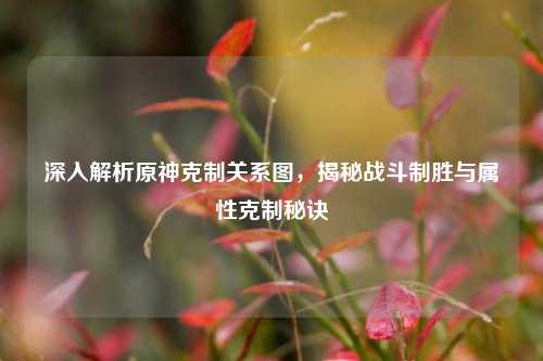 深入解析原神克制关系图,揭秘战斗制胜与属性克制秘诀