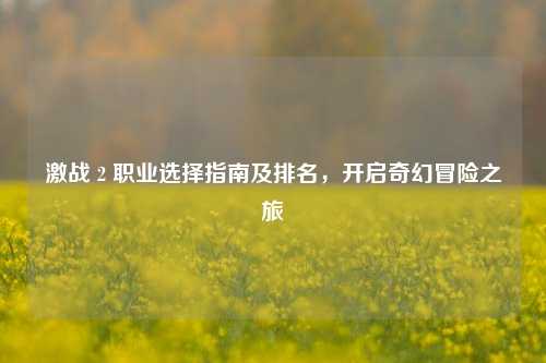 激战 2 职业选择指南及排名，开启奇幻冒险之旅