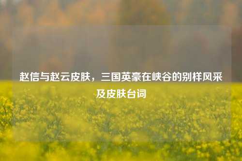 赵信与赵云皮肤,三国英豪在峡谷的别样风采及皮肤台词