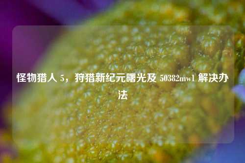 怪物猎人 5,狩猎新纪元曙光及 50382mw1 解决办法