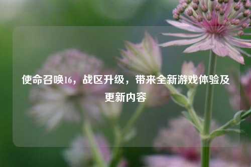 使命召唤16，战区升级，带来全新游戏体验及更新内容