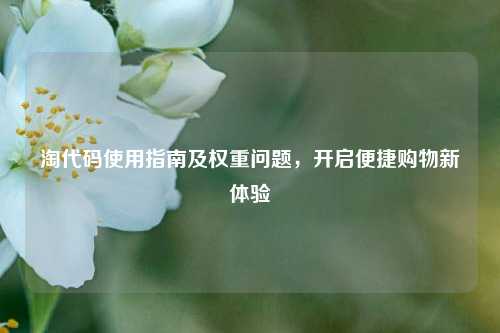 淘代码使用指南及权重问题，开启便捷购物新体验